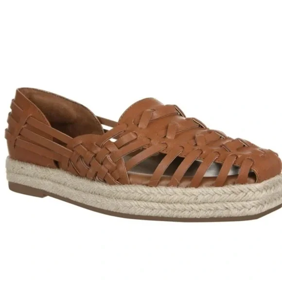 NWOT Sam & Libby Women's Brown Leather Boho Espadrille Flats Size 10 - Picture 1 of 8